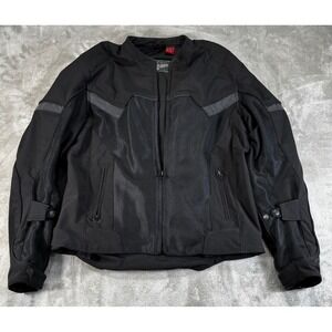 Street & Steel Motorcycle Jacket Mens Medium Black Riding Gear w/ pads *PIC